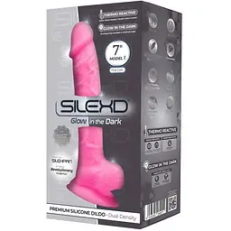 Фалоімітатор SilexD Model 1 Pink Glow in the Dark 7", 17.5 см (рожевий) - мініатюра 2