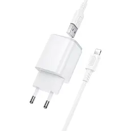 Мережевий зарядний пристрій BOROFONE BAS81A Star dual-port charger set (iP) (EU) Білий - мініатюра 3
