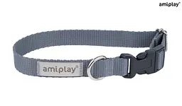 Нашийник для собак Amiplay Samba XL, 45–70 × 2.5 см, сірий