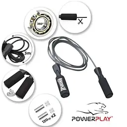 Скакалка швидкісна Power Play 4211 3 м, Black з обтяжувачами - мініатюра 3