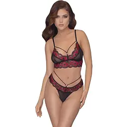 Комплект білизни Cottelli Lingerie Bra Set L чорний з червоним