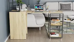 Стіл-тумба трансформер Смарт 3/2 з етажеркою Ferrum-decor 1430x1450x600 Чорний метал ДСП Дуб Сонома 16 мм (FRD-105119) - мініатюра 4