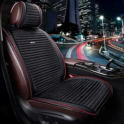Накидка на передні сидіння Алькантара Napoli Premium Чорний Червоний кант 1 шт