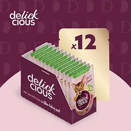 Вологий корм для котів Delickcious Шматочки з ягнятиною, курячим філе і квасолею спаржевою в желе 85 г - мініатюра 6
