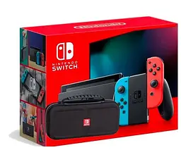 Ігрова консоль Nintendo Switch Neon Blue-Red Upgraded version + Чохол Deluxe Travel Case Black + Захисне скло - мініатюра 5