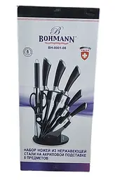 Набір ножів для кухні Bohmann BH-8001-08 з нержавіючої сталі з підставкою 8 предметів Чорний - мініатюра 4