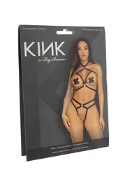 Стрепи-портупея з чокером Leg Avenue Satin elastic harness teddy, One size, Black - мініатюра 6
