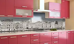 Кухонний фартух Сірий Місто вінілова наклейка для кухні ПВХ Архітектура будинку 60х200 см Happy Pocket Z181387 - мініатюра 2