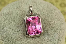 Кулон Xuping Jewelry рожевий прямокутник 2.3 см сріблястий