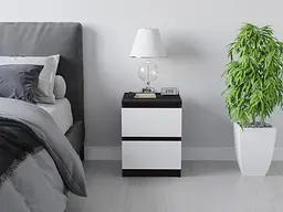 Тумбочка на 2 шухляди Moreli T-225 Ш400/В530/Г400 Венге темний-Білий - мініатюра 3
