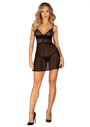 Пеньюар та трусики Obsessive Chemeris babydoll & thong M/L - мініатюра 5