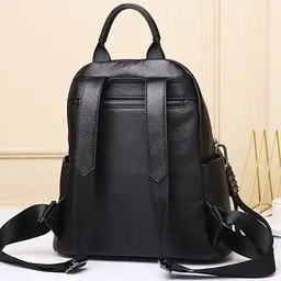 Жіночий класичний шкіряний рюкзак чорний міського типу 85378 Tiding Bag - мініатюра 10