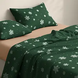 Наволочка Cosas Snowflakes forest фланелева 70х70 см зелена (Flannel_SnowflakesForest_70x70) - мініатюра 4