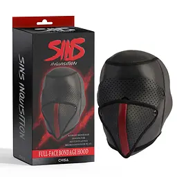 BDSM маска Sins Inquisition Full-Face Bondage Hood чорний - мініатюра 2