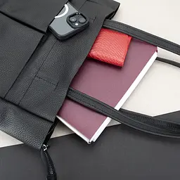 Сумка-шопер шкіряна жіноча чорна Handycover S428 з 2 ручками - мініатюра 6