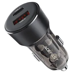 АЗП Acefast B12 PD30W+QC3.0 total 60W (1USB-A/1C) Black - мініатюра 2