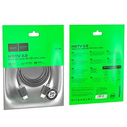Дата кабель Hoco US08 HDTV 2.0 male to male 4K HD (2m) Black - мініатюра 3