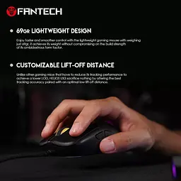 Ігрова миша Fantech UX-3 HELIOS PixArt 3389, 400IPS, 50G, 1600DPI Black - мініатюра 9