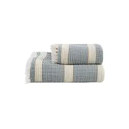 Рушник Lotus Home - Milana muslin lead blue-khaki 80x160 - мініатюра 7
