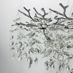 Видовжена срібна люстра DIAMINA з кришталевим камінням у корпусі 100 см | Арт. 33007-L1000*400 CH | Line F - мініатюра 4