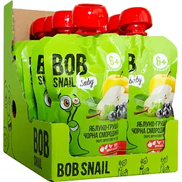 Пюре фруктовое Bob Snail Яблоко-Груша-Черная смородина, гомогенизированное 900 г (10 шт. по 90 г)