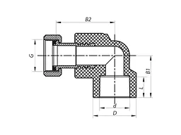 Кут KOER 1/2" 90° d 20мм з накидною гайкою K0144.PRO - 20x1/2F PPR - мініатюра 2