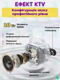 Бездротова колонка караоке з двома мікрофонами RGB підсвічування 5 режимів транслітерації 4 голоси сумісність з 3-ма пристроями - мініатюра 6