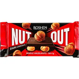 Шоколад чорний Roshen Nut Out Whole Hazelnuts 90 г (947720)