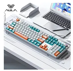 Клавіатура ігрова механічна Aula Mechanical F-2088 PRO Green-White, +10 keys Orange, KRGD Blue - мініатюра 2