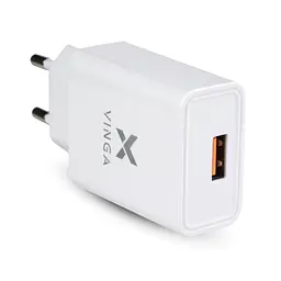 Зарядний пристрій Vinga QC 3.0, настінний, швидке заряджання, 1xUSB, макс. 18 Вт (VWCQAW)