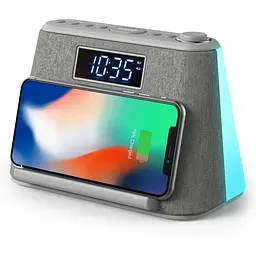 Будильник i-box Bedside, будильник з бездротовою зарядкою, Bluetooth-динамік, FM-радіо, бездротовий зарядний пристрій Qi