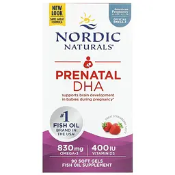 Докозагексаєнова кислота (ДГК) для вагітних Nordic Naturals Prenatal DHA 830 мг зі смаком полуниці 90 капсул - мініатюра 2