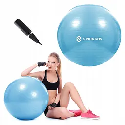М'яч для фітнесу (фітбол) Springos 55 см Anti-Burst FB0006 Sky Blue - мініатюра 4