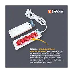 Мережевий подовжувач TECCO 3м 6 постів white (8681277842313) - мініатюра 5