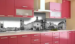Вініловий кухонний фартух Старе місто наклейка для кухні ПВХ Архітектура Сірий 60х300 см Happy Pocket Z181430 - мініатюра 2