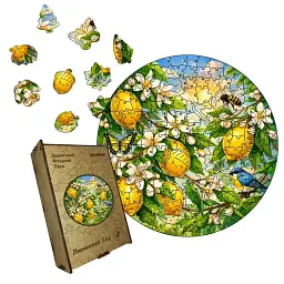 Дерев'яний фігурний пазл puzzlean Лимонний сад, А3, Дерев'яна коробка 200 елементів