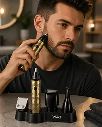 Тример VGR V 621 Gold / Тример акумуляторний 4 в 1 / Тример для стрижки 4 насадки - мініатюра 5