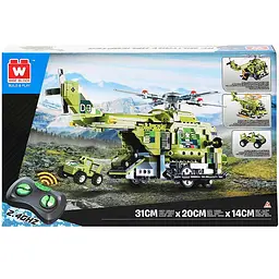 Машинка-конструктор делюкс на дистанційному керуванні Wise Block Військовий гелікоптер 676 деталей (EU389802) - мініатюра 9