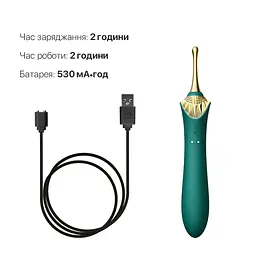 Вагінально-кліторальний вібратор Zalo - Bess Turquoise Green, багатофункціональний із насадками - мініатюра 6