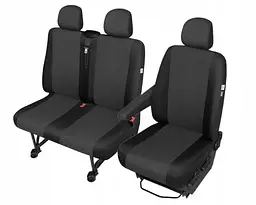Модельні чохли 2+1 для Renault Traffic / Opel Vivaro / Nissan Primastar Чорно - сірі