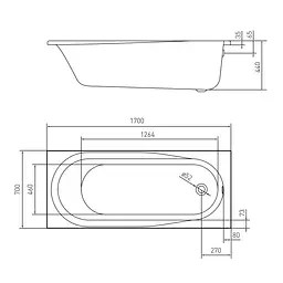 Ванна акрилова Volle Aiva 170x70 TS-1776844, Білий - мініатюра 2