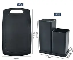 Кухонний набір ножів та аксесуарів Kitchenware Set, 20 предметів ∙ Інструменти для кухні з підставкою та обробною дошкою - мініатюра 6