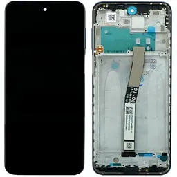 Дисплей Xiaomi Redmi Note 9S / Redmi Note 9 Pro / Redmi Note 9 Pro Max чорний, оригінал PRC, з рамкою сріблястого кольору, Glacier White