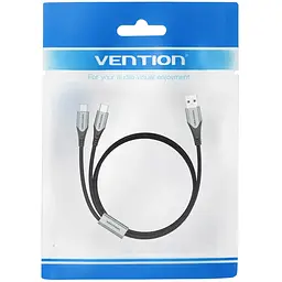 Кабель USB 2.0 AM - 2хType-CM, 1.0 м Y-Splitter Charging Cable 2.4А 480Mbps Aluminum Alloy Vention - миниатюра 3