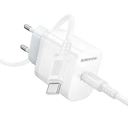 МЗП Borofone BA99A Breeze PD20W (1USB-C) + кабель Type-C to Type-C White - мініатюра 2