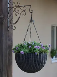 Горщик для рослин Keter Rattan Hanging Sphere з ланцюжками підвісний антрацит 8.6 л - мініатюра 6