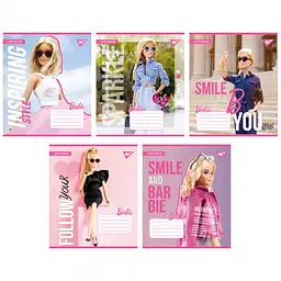 Зошити учнівські 12 аркушів коса лінія Yes Barbie, 25 шт. в упаковці
