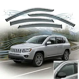 Дефлектори вікон вітровики Benke для Jeep Compass 2012-2017 Молдинг Нержавіюча сталь 3D (BJPZN1223-W/S) - мініатюра 6