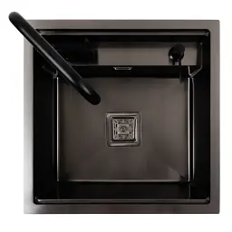 Кухонна мийка Platinum Handmade TZ з нержавіючої сталі одночашева зі змішувачем 50x50x20 см чорна - мініатюра 6