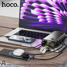 Зовнішній акумулятор Hoco DB58 Plentiful 30000mAh 22.5W Black [161328] - мініатюра 6